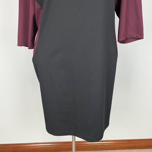 Lane Bryant Womens Colorblock Bodycon Sheath Dress Burgundy Black plus size 26 - Picture 5 of 13